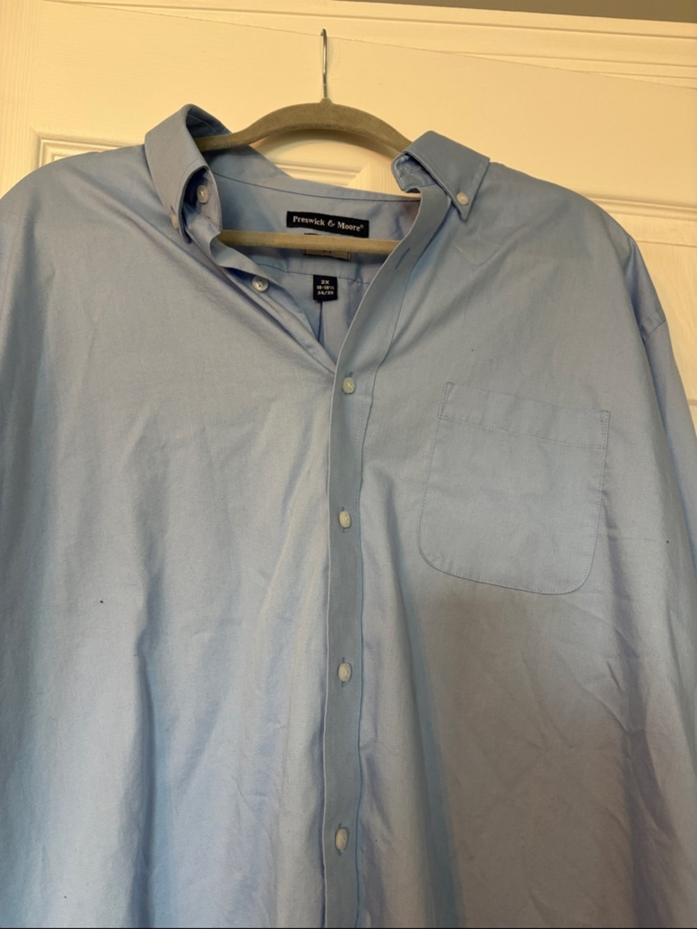 Preswick & Moore Light Blue Button-Down Casual Shirt - 2X - Picture 4 of 6